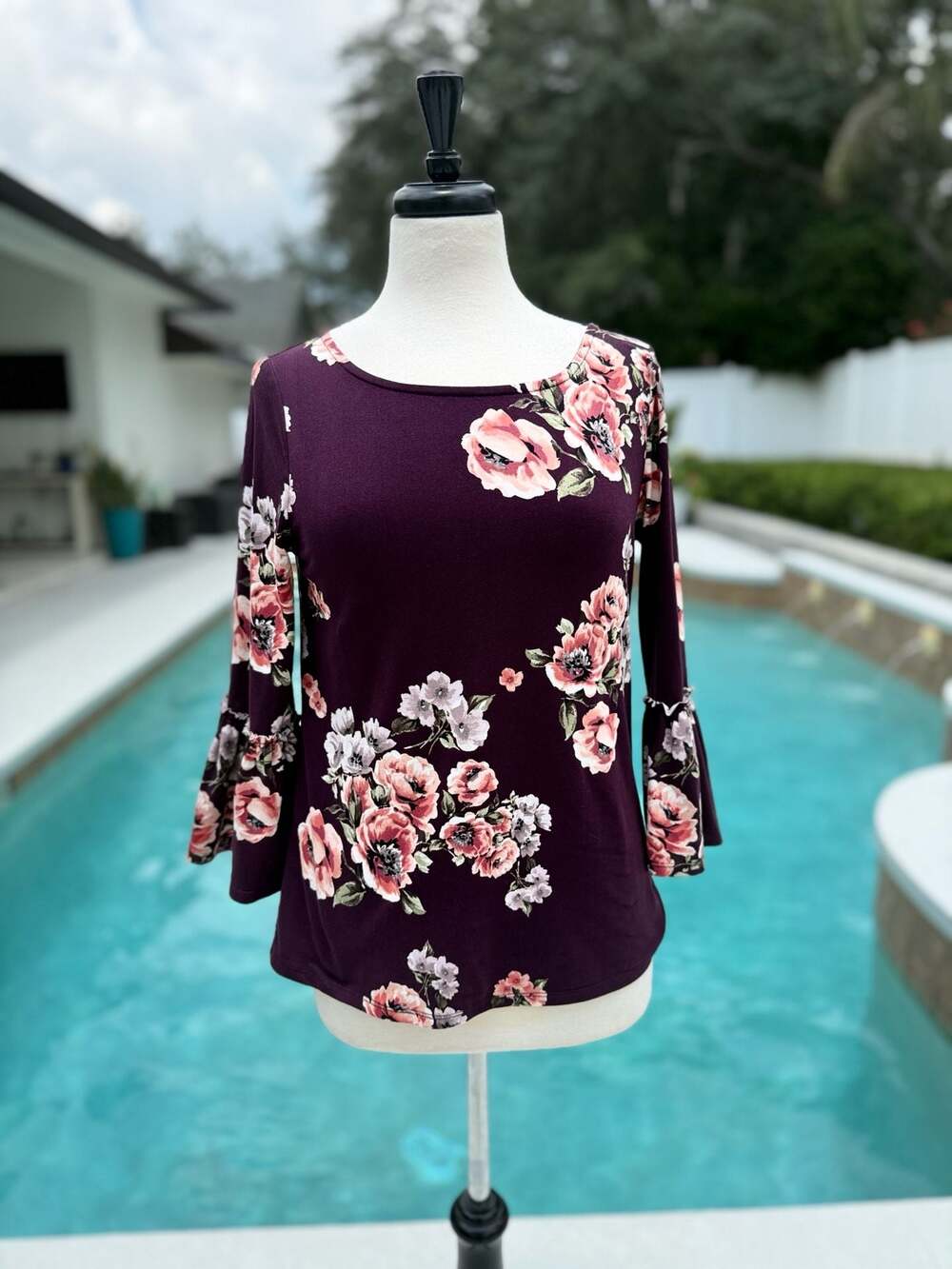 Nine Britton Floral Print Bell Sleeve Blouse